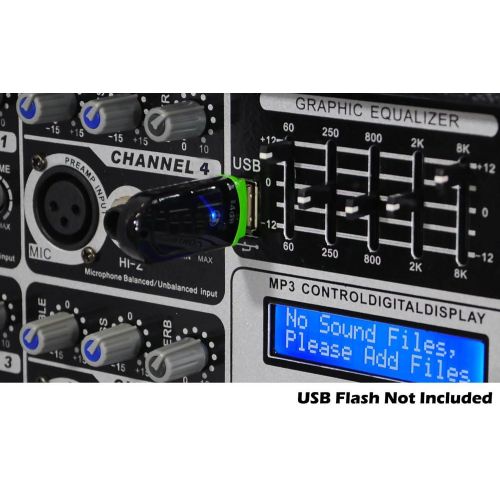  Pyle 8-Channel Microphone System Powered Mixer - 800 Watts Power Peak AUX (3.5mm) Input Connector SD Memory Card & USB Flash Drive Readers 5-Band Graphic Equalizer LCD Display w Coolin