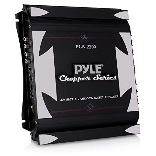  Pyle 2 Channel Car Stereo Amplifier - 1400W Dual Channel Bridgeable High Power MOSFET Audio Sound Auto Small Speaker Amp w Crossover, Bass Boost Control, Gold Plated RCA Input Output -