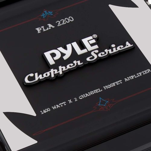  Pyle 2 Channel Car Stereo Amplifier - 1400W Dual Channel Bridgeable High Power MOSFET Audio Sound Auto Small Speaker Amp w Crossover, Bass Boost Control, Gold Plated RCA Input Output -