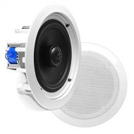 Pyle 6.5” Ceiling Wall Mount Speakers - Pair of 2-Way Midbass Woofer Speaker 70v Transformer 1” Titanium Dome Tweeter Flush Design w 65Hz-22kHz Frequency Response & 250 Watts Peak - Py