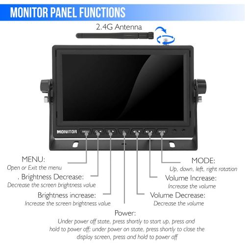  Pyle PLCMTR78WIR 2.4Ghz Vehicle Camera & Video Monitor System with Wireless Transmission, Waterproof Rated Cam, Night Vision, 7 Display (for Bus, Truck, Trailer, Van)