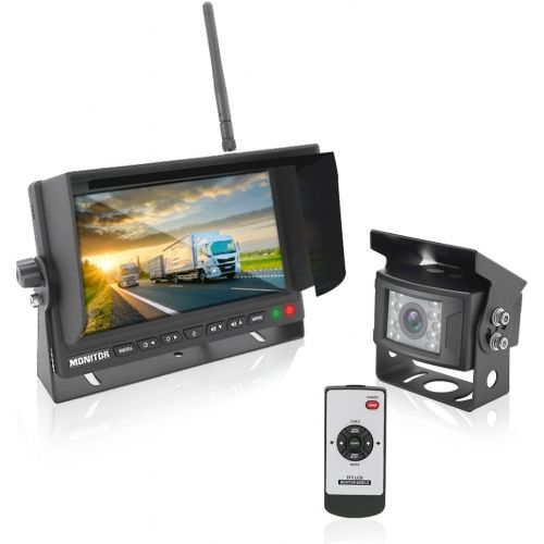  Pyle PLCMTR78WIR 2.4Ghz Vehicle Camera & Video Monitor System with Wireless Transmission, Waterproof Rated Cam, Night Vision, 7 Display (for Bus, Truck, Trailer, Van)