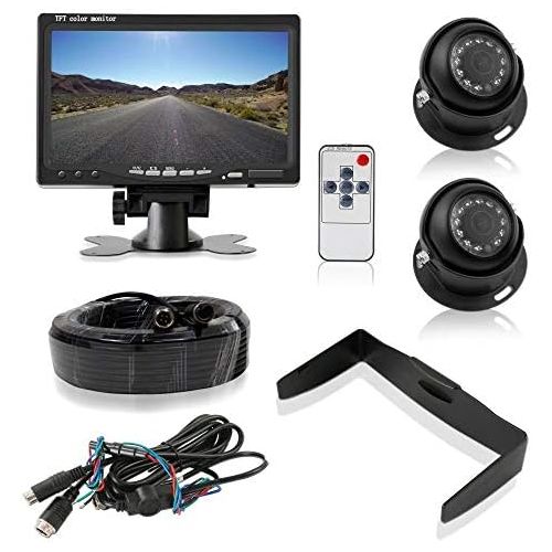  Pyle Upgraded LCD Backup Camera Vehicle Mount with Weatherproof, (2) 170 Degree Adjustable Angle, Night Vision Cams, Color Video Security System for Truck, Vans, Cars