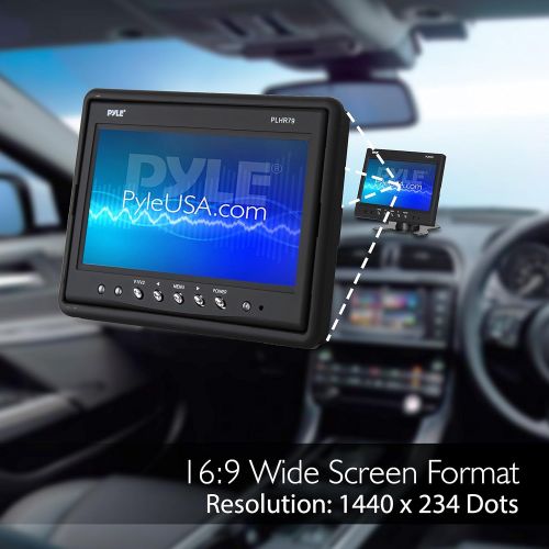  Pyle Headrest Monitor, 7-inch TFT Widescreen w 2 RCA Video Inputs, Wireless Remote, Cold Cathode Light, Headrest Shroud, Universal Stand Mount, Great for Road Trips, Keep Kids Ent