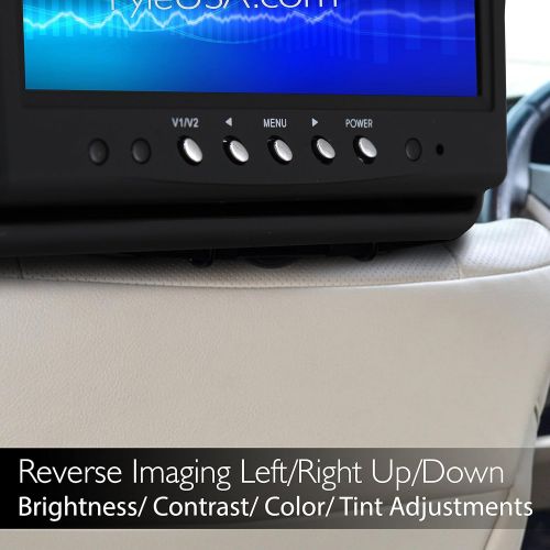  Pyle Headrest Monitor, 7-inch TFT Widescreen w 2 RCA Video Inputs, Wireless Remote, Cold Cathode Light, Headrest Shroud, Universal Stand Mount, Great for Road Trips, Keep Kids Ent