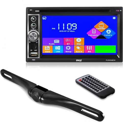  Premium Pyle 6.5-Inch Double Din Car Stereo with Bluetooth Receiver Headunit, Reverse Backup Camera, Car Video, Touchscreen, Waterproof, USBSD, Aux-In, Multimedia Disc Player, MP4