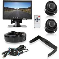 Pyle Backup Camera System with 2 Weatherproof Cams & 7” Rear View Dash Mount Monitor - Night Vision, Full Color Video Security for Truck, Van, Vehicle