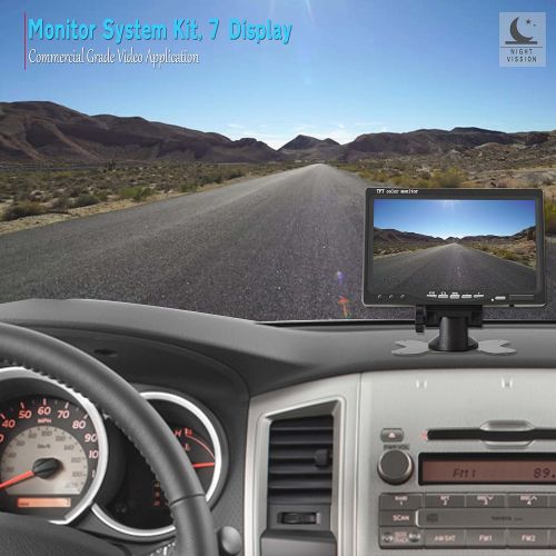  Pyle Backup Camera System with 2 Weatherproof Cams & 7” Rear View Dash Mount Monitor - Night Vision, Full Color Video Security for Truck, Van, Vehicle