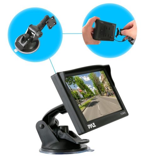  Pyle Backup Car Camera Rearview Monitor System - Parking & Reverse Assist with Waterproof and Night Vision Abilities, 4.7 Monitor Display Screen, Wide Angle Lens Cam, Distance Scal