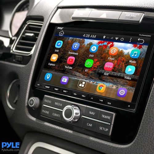  Pyle Premium 7In Double-DIN Android Car Stereo Receiver with Bluetooth - HD DVR Dash Cam and Rearview Backup Camera - Touchscreen Display with Wi-Fi Web Browsing and App Download