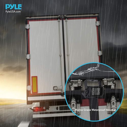  Pyle Mobile Video Surveillance System - Weatherproof Rearview, Backup and Dash Cam with HD 4 IR LED Night Vision Cameras and 7” Monitor for Trucks, Trailers, Vans, Buses and Vehicl