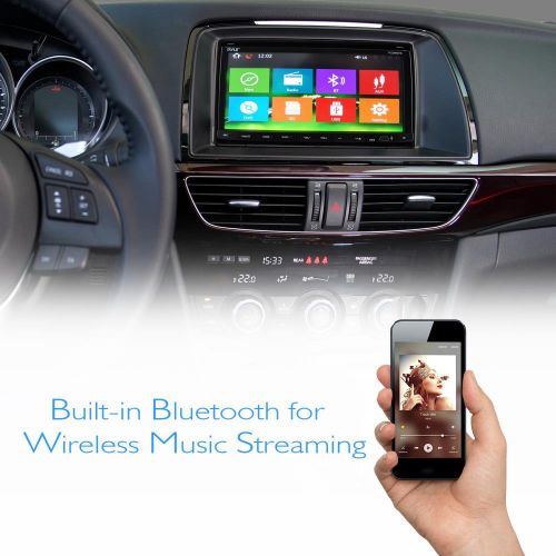  7” Double Din Car Stereo - In Dash Receiver with GPS Navigation, Touchscreen, CDDVD Player, Android System, LCD Monitor Screen, MP3, USB, SD, FM Bluetooth Compatible- Pyle PLDNB78