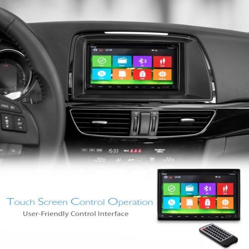  7” Double Din Car Stereo - In Dash Receiver with GPS Navigation, Touchscreen, CDDVD Player, Android System, LCD Monitor Screen, MP3, USB, SD, FM Bluetooth Compatible- Pyle PLDNB78