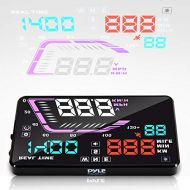 Pyle Heads Up Display HUD Screen - Universal 5.5’’ Car Head-Up Windshield Display w/Multi-Color Screen Projector Vehicle Speed, GPS Navigation Compass, Plug Play w/Speed, Time, Altitude