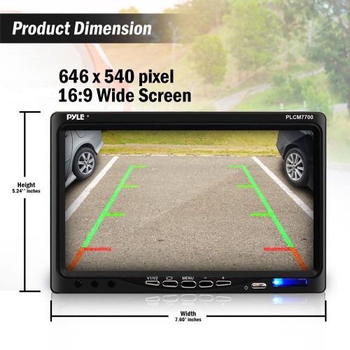  Pyle Backup Rear View Car Camera Screen Monitor System - Parking & Reverse Safety Distance Scale Lines, Waterproof, Night Vision, 170° View Angle, 7 LCD Video Color Display for Veh