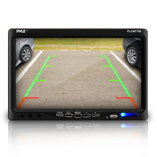  Pyle Backup Rear View Car Camera Screen Monitor System - Parking & Reverse Safety Distance Scale Lines, Waterproof, Night Vision, 170° View Angle, 7 LCD Video Color Display for Veh
