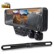 Pyle Newest Technology HD 3 Camera Dash Cam Rearview Mirror Backup Camera Mirror Cam Front and Rear Recording Video Recording System Hd Camera Record Kit, 1080p Night Vision, Easy