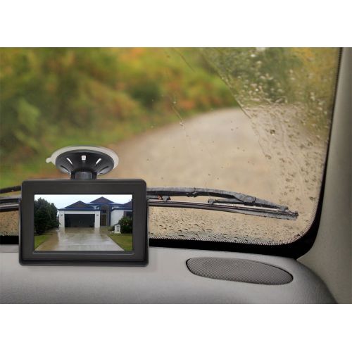  Pyle Backup Car Camera Rear View Screen Monitor System - Parking & Reverse Safety Distance Scale Lines, Waterproof, Night Vision, 170° View Angle, 4.3 LCD Video Color Display for V