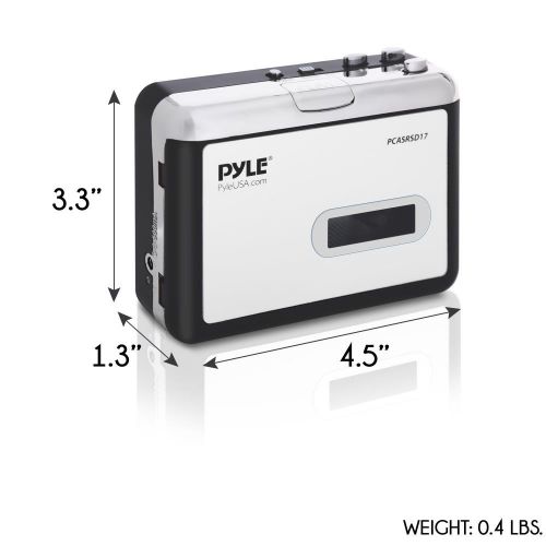  Pyle 2-in-1 Cassette-to-MP3 Converter Player Recorder - Portable Battery Powered Tape Audio Digitizer, USB Walkman Cassette Player with ManualAuto Record, 3.5mm Audio Jack, Headphones,