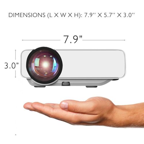  Pyle Portable Multimedia Home Theater Projector - Compact HD 1080p High Lumen LED USB HDMI Adjustable 50 to 130 Inch Screen in your Mac or PC - Built in Stereo Speaker with Remote