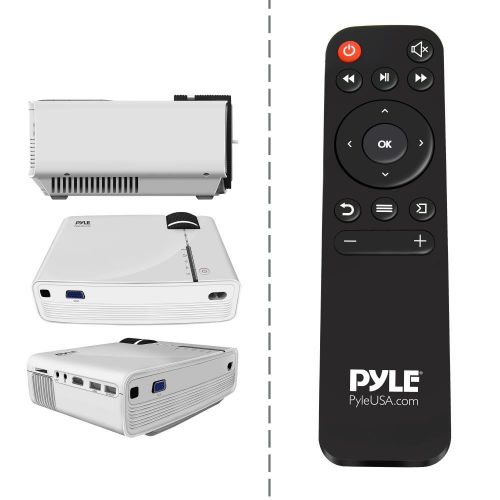  Pyle Portable Multimedia Home Theater Projector - Compact HD 1080p High Lumen LED USB HDMI Adjustable 50 to 130 Inch Screen in your Mac or PC - Built in Stereo Speaker with Remote