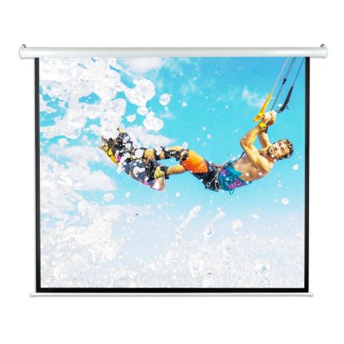  Pyle 84 Portable Motorized Matte White Projector Screen - Automatic Projection Display with WallCeiling Mount, Remote and Case - for Home Movie Theater, SlideVideo Showing - PRJE