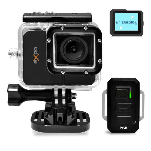  Pyle eXpo Sports Action Camera 1080P HD Underwater Camcorder Wifi Remote 20 MP 2.0 Inch LCD Display (Black)