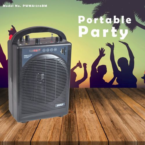  Pyle Portable Outdoor PA Speaker Amplifier System & Microphone Set with Bluetooth Wireless Streaming, Rechargeable Battery - Works with Mobile Phone, Tablet, PC, Laptop, MP3 Player