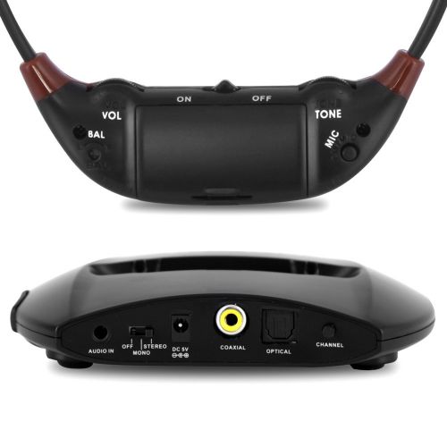  Pyle 2.4GHz Digital Wireless Tv Headset Headphone System and Hearing Assistance - Hearing Amplifier - Works with All Tvs