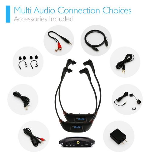  Pyle Bluetooth Wireless Amplifier, Wireless TV Listening Speakers, Amplifier Headset, TV Audio Assist, TV Sound System Wireless, Wireless Headset, TV Bluetooth Headset, 2 Headsets, 2.4G
