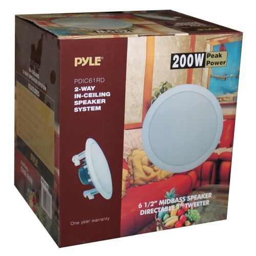  Pyle PRO PDIC61RD 6.5 200W 2-Way in-CeilingWall Speaker System White (2 Pack) (12 Pack)