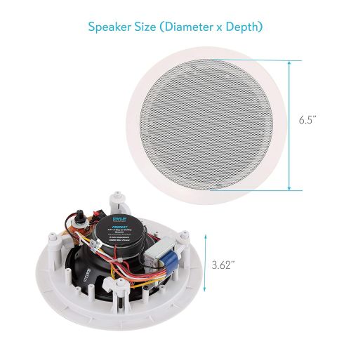  Ceiling and Wall Mount Speaker - 6.5” 2-Way 70V Audio Stereo Sound Subwoofer Sound with Dome Tweeter, 500 Watts, in-Wall & in-Ceiling Flush Design for Home Surround System - Pyle P