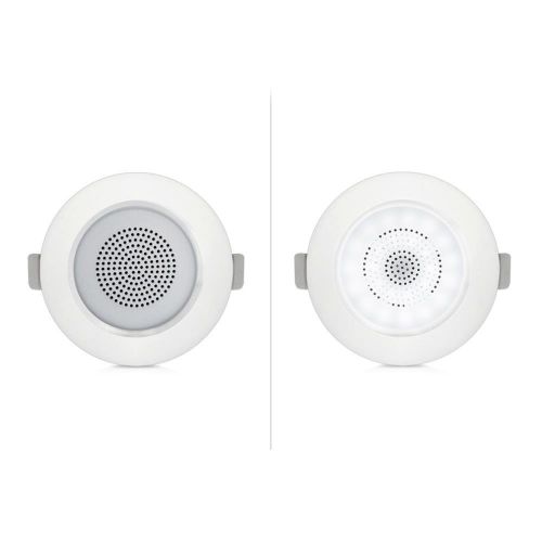  Pyle Ceiling Speakers, In-Wall  In-Ceiling Dual 3.5-Inch Speaker System, High-Compliance Tweeter, 2-Way, Flush Mount, Aluminum Frame Speaker Pair with Built-in LED Lights, White (