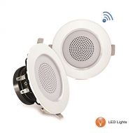 Pyle 3” Pair Bluetooth Flush Mount in-Wall in-Ceiling 2-Way Home Speaker System Built-in LED Lights Aluminum Housing Spring Loaded Clips Polypropylene Cone & Tweeter Stereo 100 Wat