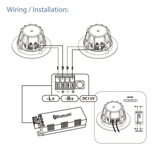  Pyle 3” Pair Bluetooth Flush Mount in-Wall in-Ceiling 2-Way Home Speaker System Built-in LED Lights Aluminum Housing Spring Loaded Clips Polypropylene Cone & Tweeter Stereo 100 Wat