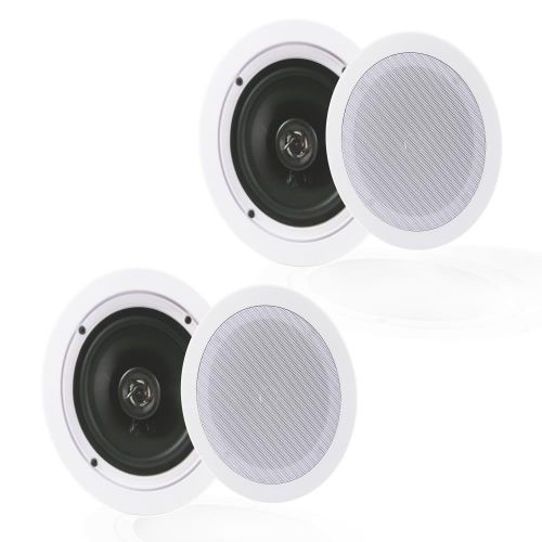  Pyle Pair 5.25” Flush Mount in-Wall in-Ceiling 2-Way Home Speaker System Spring Loaded Quick Connections Dual Polypropylene Cone Polymer Tweeter Stereo Sound 150 Watts (PDIC1651RD)