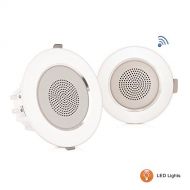 Pyle 3.5” Pair Bluetooth Flush Mount In-wall In-ceiling 2-Way Home Speaker System Built-in LED Lights Aluminum Housing Spring Loaded Clips Polypropylene Cone & Tweeter Stereo 140 W