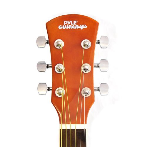  Pyle Acoustic Electric Grand Auditorium Guitar - 40” 6 String Linden Wood Slim Body Cutaway Sunburst Style wBuilt-in Pre Amplifier, Case Bag, Nylon Strap, Tuner, Picks, Great for Begin