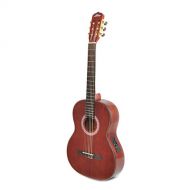 Pyle Left-Handed Classical Acoustic Electric Guitar - 39.5 6String Classical Mahogany Deep Cherry Polished w Built-in Preamplifier, Case Bag, Nylon Strap, Tuner, Picks, Great for Begin