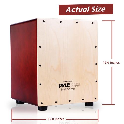  Pyle Jam Wooden Cajon Percussion Box, with Internal Guitar Strings (PCJD15)