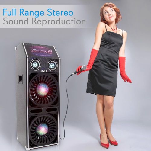  DJ Dance Passive Speaker System - 1500 Watts Power PA Stereo Dual 10” Woofer 3” Tweeter Full Range Stereo Sound Built-in Flashing Color Lights MP3 File Compatibility - Pyle PSUFM10