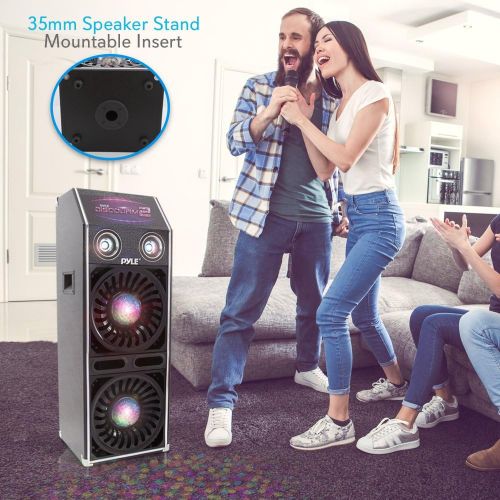  DJ Dance Passive Speaker System - 1500 Watts Power PA Stereo Dual 10” Woofer 3” Tweeter Full Range Stereo Sound Built-in Flashing Color Lights MP3 File Compatibility - Pyle PSUFM10