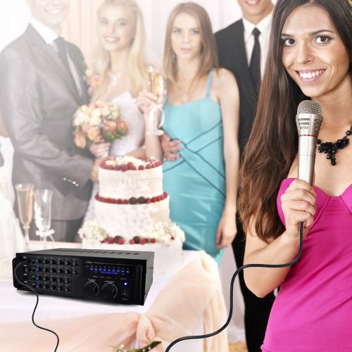  Pro 1000-Watt Portable Wireless Bluetooth - Stereo Mixer Karaoke Amplifier System with Dual MicRCA AudioVideo Inputs, Speaker Output for Instant Home Karaoke, DJ Party - Pyle PMX