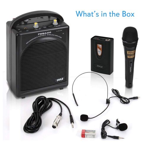  Pyle PWMA200 Compact & Wireless Microphone PA Speaker System, Handheld Mic