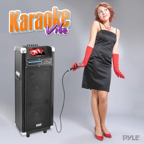  Pyle Karaoke Vibe Bluetooth PA Speaker System, Audio & Video Wireless Entertainment System, Microphone Included