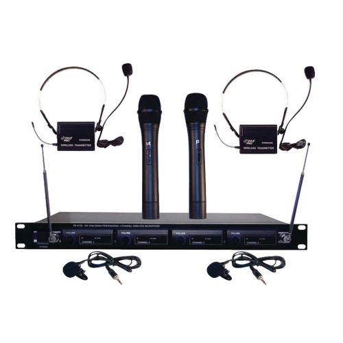  Pyle PYLE PRO PDWM4300 4-Microphone VHF Wireless Rack Mount Microphone System