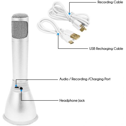  Pyle Microphone Portable Wireless Karaoke Machine , Mini Handheld Cellphone Karaoke Player Built-iin Speaker, Karaoke Mic Machine for Home KTV