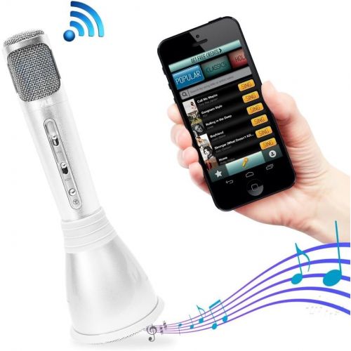  Pyle Microphone Portable Wireless Karaoke Machine , Mini Handheld Cellphone Karaoke Player Built-iin Speaker, Karaoke Mic Machine for Home KTV