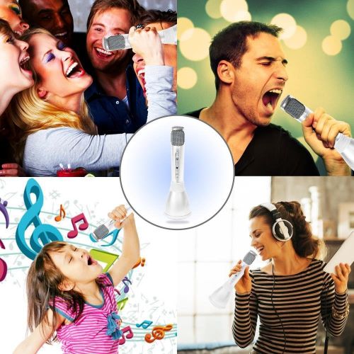  Pyle Microphone Portable Wireless Karaoke Machine , Mini Handheld Cellphone Karaoke Player Built-iin Speaker, Karaoke Mic Machine for Home KTV