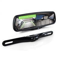 Pyle Backup Car Camera Rear View Mirror Screen Monitor System with Parking & Reverse Safety Distance Scale Lines, OEM Fit, Waterproof & Night Vision, 170° Angle Adjustable, 4.3 LCD